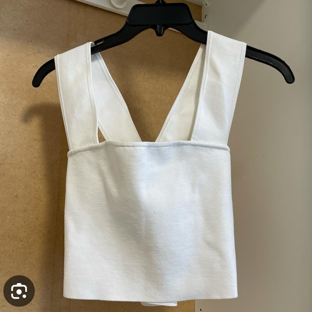 Aritzia White Deep V-Neck Tank Top